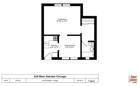 Floor plan for studio, 1 bath, 478 sqft